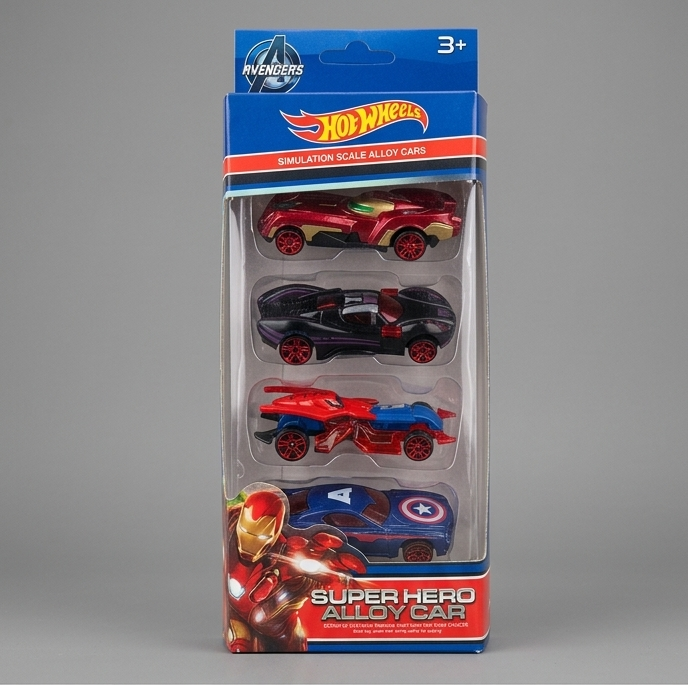 Hot Wheels Avengers Super Hero Alloy Car Set - Pack of 4 box front