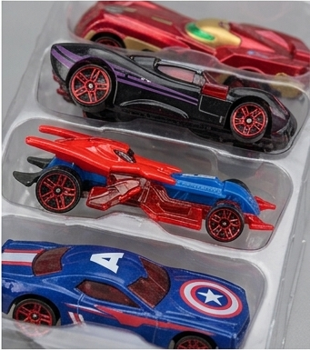 Hot Wheels Avengers Super Hero Alloy Car Set - close up of cars