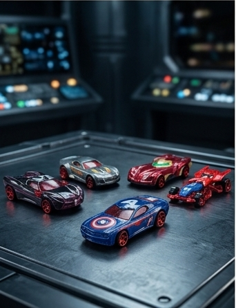 Hot Wheels Avengers Super Hero Alloy Car Set - lifestyle display shot