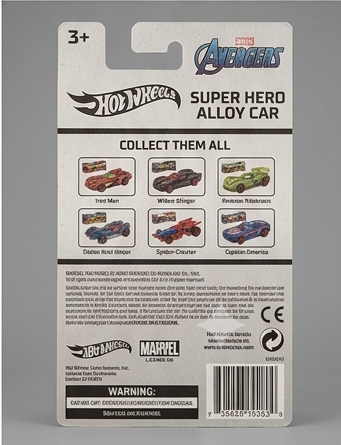 Hot Wheels Avengers Super Hero Alloy Car Set - box back with character names