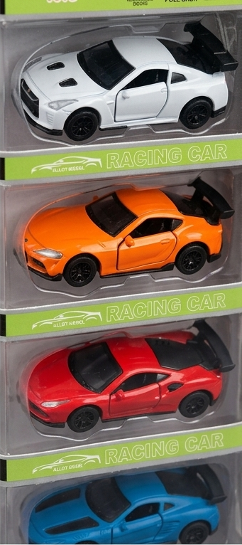 BIGfun Racing Cars close-up – white, orange, red and blue diecast cars