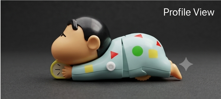 Crayon Shin-Chan wind-up crawling toy in night suit - side angle view