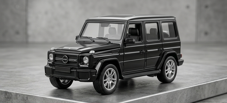 McFive G-Wagon Diecast Model – side view on display stand