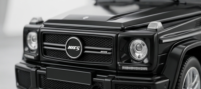 Close-up of McFive G-Class front grille and headlights