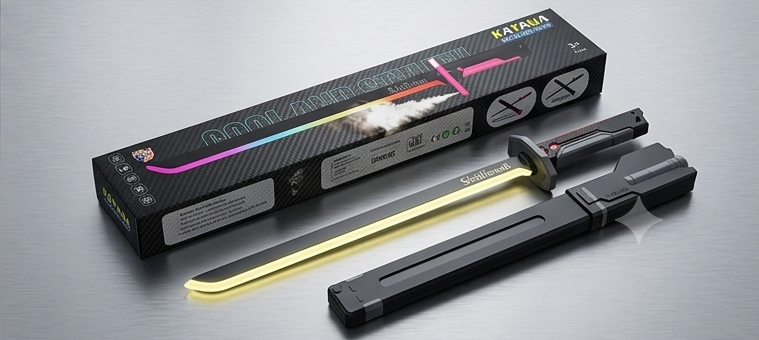 Sparkblade LED Sword with Smoke & Spark Effects – 7-Color Light Katana with Sound FX | Anime Cosplay Prop